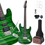Leo Jaymz 39 Full Size ST Style Electric Guitar Starter Kit with SSH Pickup, 5W Portable Amp, Tuner, Gig Bag, Strap & Accessories (Violet Ocean)