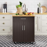 Shintenchi Kitchen Island Cart with Storage,Rolling Side Table on Wheels with Large Worktop, Cabinet,Towel Rack and Drawers for Kitchen,Dinning Room, White